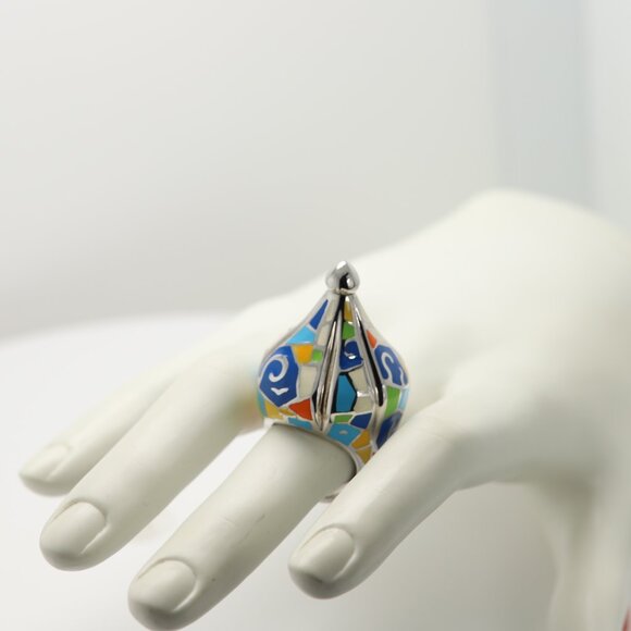Art Ring Sterling Silver famous artist Enamel Inspired Artistic Ring - Picture 11 of 12